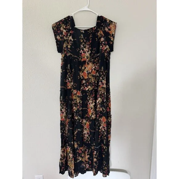NWT NATURAL LIFE Berkley Maxi Dress Black Floral Boho Chic Hippie Indie Size S - Picture 8 of 9